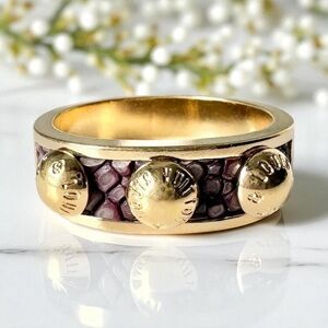 Louis Vuitton Engraved Gold & Purple Stingray Leather Ring Size 8 (L)